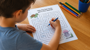 Water Animals Maze Worksheets